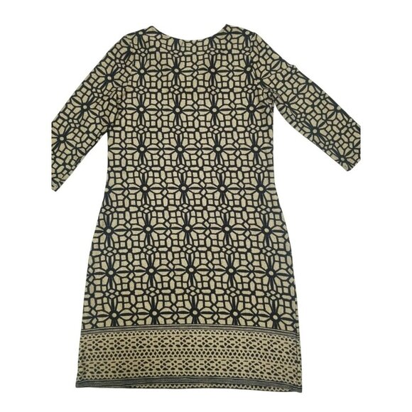 Tacera Womens Geometric Print Dress Keyhole Accent P/M‎ Petite Workwear Office - Picture 2 of 11